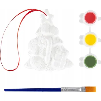 kreativní sada SÁDROVÁ BAŇKA k vymalování DIY sada VÁNOČNÍ STROMEK, barvy, štětec