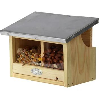 Zahradní dekorace Krmítko pro veverky Double, 18x25x17,5 cm, dřevo/kov, hnědá