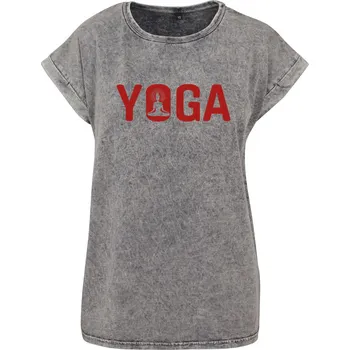 Dámské tričko Dámské tričko Acid wash Yoga Velikost: 5XL, Barva trička: Světle šedá
