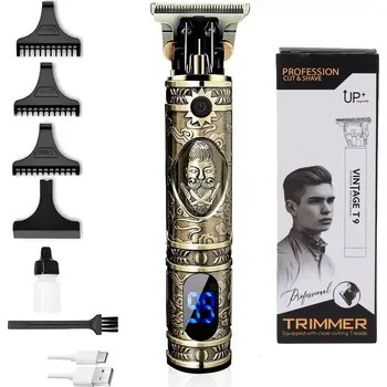 Zastřihovač vousů a vlasů Barber Trimmer - LCD ukazatel stavu baterie a USB nabíjení - Vintage