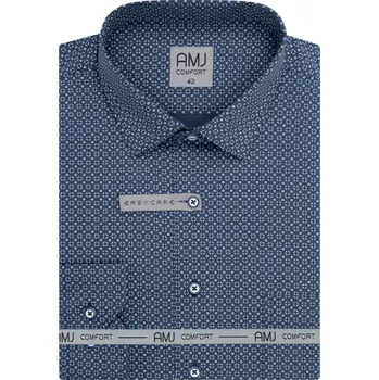 Pánská košile AMJ Slim fit modrá se vzorem VDSB1459 velikost: 44, délka rukávu: dlouhý rukáv