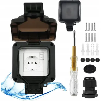 Elektrická zásuvka Venkovní vodotěsná zásuvka IP66, voděodolná zásuvka do zahrady