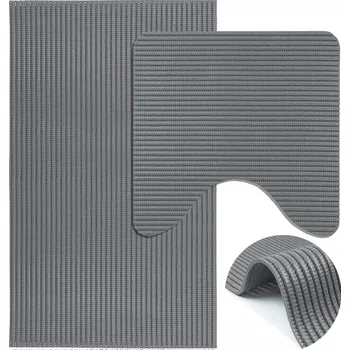 Koupelnová předložka KOUPELNOVÁ PŘEDLOŽKA SADA 2ks ŠEDÁ PRATELNÁ PĚNOVÁ ROHOŽKA DO KOUPELNY