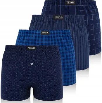 Pánské oblečení Pánské boxerky šortkového střihu, volné, bavlněné, sada 4 ks, kostkované *XL