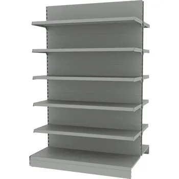 Prodejní regál Regalydoskladu Oboustranný prodejní regál - V-210 cm L-134,5 cm (modul rozšíření) - šedý