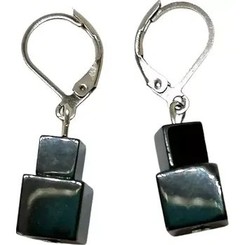 Náušnice Hematitové naušnice kostičky - chir. ocel