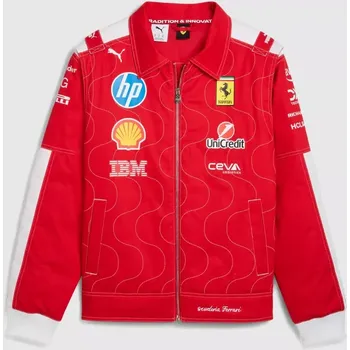 Moto bunda Týmová bunda Scuderia Ferrari SE Monza 2025 s logy sponzorů červená - XL