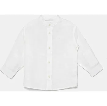 Pánská košile Lněná košile United Colors of Benetton bílá barva, 5IPVGQ01L 5IPVGQ01L.P.Seasonal 00X, vel. 104