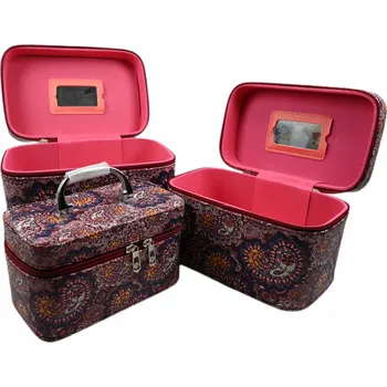Kosmetická taška VELKÁ KOSMETICKÁ TAŠKA KUFŘÍK KUFR NA KOSMETIKU ORGANIZÉR PAISLEY SADA 3KS