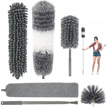 Prachovka TELESKOPICKÝ KARTÁČ NA PRACH Dlouhý 245 cm + 5 NÁHRADNÍCH KONCOVEK