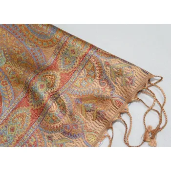 Šála Hedvábná šála Jamawar střední - Bronzová 2