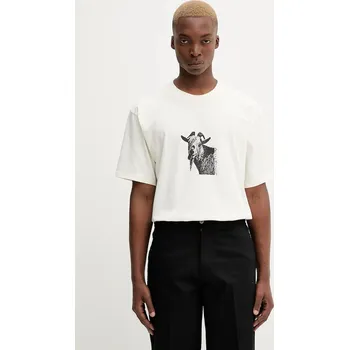 Bavlněné tričko Dickies pánské, béžová barva, s potiskem, DK0A8672 01X, vel. XXL