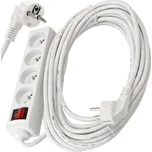 Berge Prodlužovací kabel 10m s uzemněním, 4 zásuvky - bílý 3*1,5 mm2 3680 W