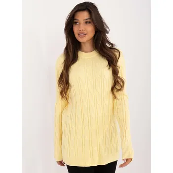 Dámský svetr Stylový žlutý svetr s dlouhým rukávem AT-