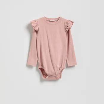 Kojenecký body Reserved - Bavlněné body s volány - růžová - 205FU-30X - 205FU-30X-92