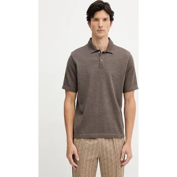 Pánské tričko Vlněné polo tričko Paul&Shark Knitwear 15311170 hnědá 88X, vel. XL