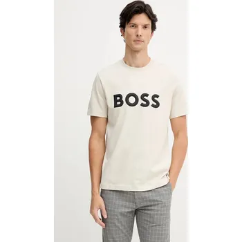 Pánské tričko Bavlněné tričko BOSS Green Tee Iconic Zone 50548411 béžová 01A, vel. XL