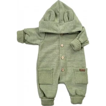 Dětský overall Dětský pletený overálek s odepínací kapucí - olivový, 68/74, Velikost koj. oblečení 68/74 (6-9m)