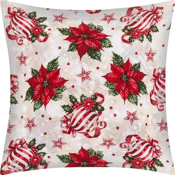 Dekorativní polštářek Bellatex Polštářek VÁNOCE 40x40 cm Vánoce hvězda Červená,Zelená,Smetanová, rozměr 45x45 cm