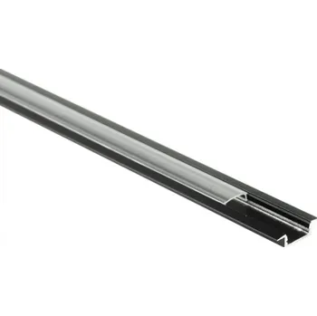 LED páska Profil Hliníkový LED Zápustný Vestavný Černý 1m z Kloszem Przezroczysty do Taśm LED + Zaślepki seria P Ecolight