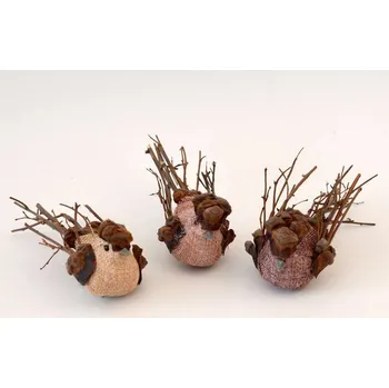 Ptáček přírodní s klipem - vzor B