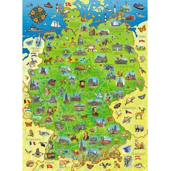Puzzle Ravensburger puzzle barevná mapa Německa XXL 200 dílků