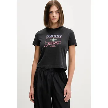 Pánské oblečení Bavlněné tričko Tommy Jeans DW0DW21533 černá 99X, vel. M