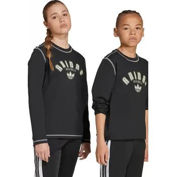 Chlapecké tričko Dětské bavlněné tričko s dlouhým rukávem adidas Originals JX5270 černá 99X, vel. 170