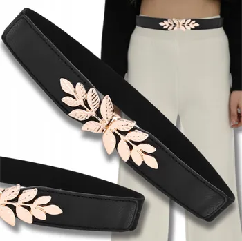 Opasek Dámský široký pásek k šatům, černý, gumový EDI022 NR: MODEL:3 délka 66 cm