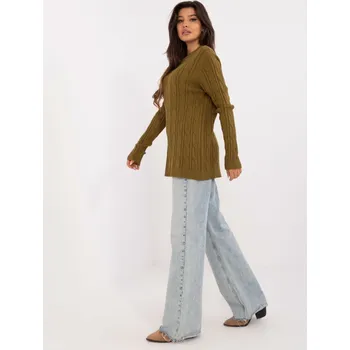 Dámský svetr Khaki svetr s dlouhým rukávem AT-
