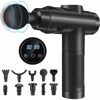 Masážní přístroj MASÁŽNÍ PISTOLE S ODDĚLITELNOU RUKOJETÍ, 12 ÚROVNÍ RYCHLOSTI, USB, LCD