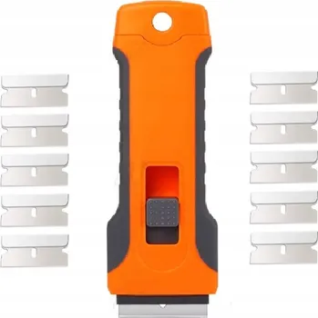 Pracovní nůž Škrabka na okna a nálepky s úložným prostorem na čepele + 5 ks náhradních čepelí