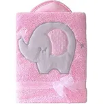 Oboustranná deka s výšivkou 75x90 cm, slon/růžová