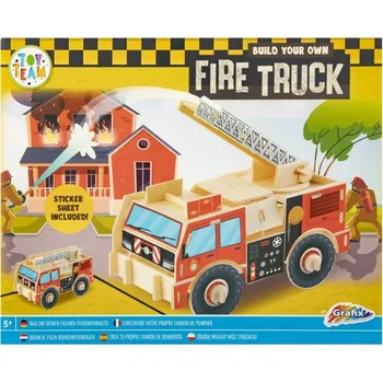 Puzzle Majjam 3D dřevěná skládačka se samolepkami - hasičské auto