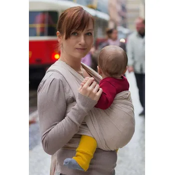 Šátek na nošení dítěte Šátek na nošení dětí Storchenwiege, vzor Leo přírodní 5,2m