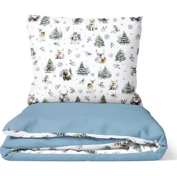 Povlečení DARRÉ Vánoční roztomilá zvířátka bílá 140 x 220 cm