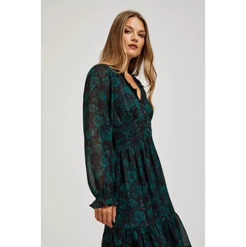 Dámské šaty Šifonové šaty s květinovým vzorem Moodo černá | zelená | tmavě červená | vícebarevná | vícebarevná 2562138
