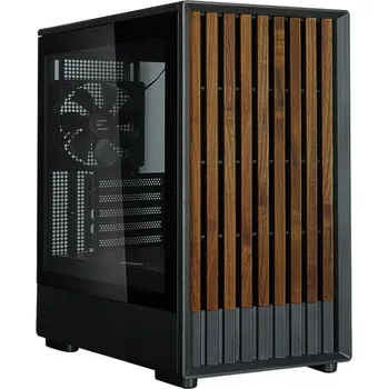 PC skříň ZALMAN P10 Namu černá Skříň, Mini tower, bez zdroje, mATX, 3× 120mm ventilátor, 1× USB 3.0, 1× USB-C, průhledná bočnice, dřevěný přední panel, černá P10 Namu black