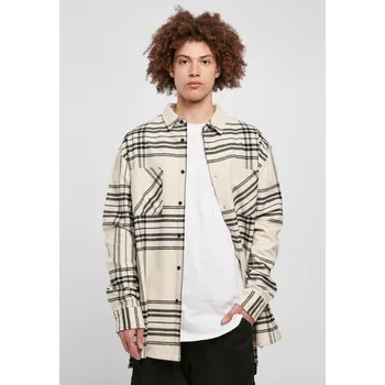 Dlouhá oversized kostkovaná košile Summit softseagrass Urban Classics krémová 2538894