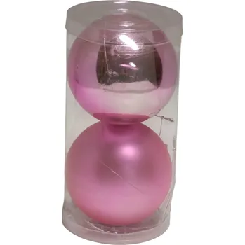 Vánoční dekorace Vánoční koule velká světle růžová 2ks