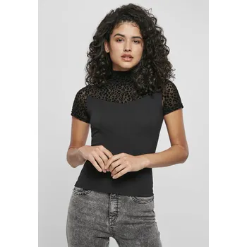 Dámské tričko Dámské rolákové tričko Flock s krajkou černé Urban Classics černá 1755773