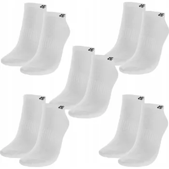 Pánské ponožky Pánské Ponožky 4F kotníkové ponožky bílé bavlněné 5 párů velikost 43-46