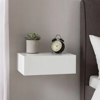 Noční stolek Noční stolek 51471, set 2 ks, závěsný, dřevo, bílá, 46 x 30 x 15 cm