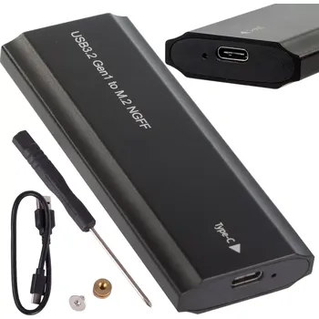 Hliníkový box pro M.2 SATA NGFF SSD s USB‑C (USB 3.2 Gen 1), 2230–2280