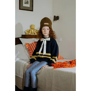 Dívčí legíny Dětské legíny Tinycottons STRIPES SHINY LEGGINGS modrá barva, AW25-331 AW25.331 55X, vel. 104