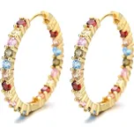 Majya Stříbrné náušnice JULIE gold s barevnými zirkony Ag/; ≤5,41 g 10160