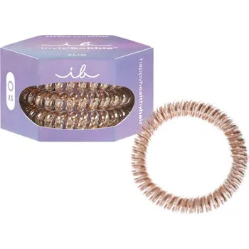 Tenká spirálová gumička do vlasů Invisibobble Slim Bronze Me Pretty - bronzová, 3 ks + dárek zdarma