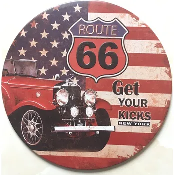 Plechová cedule Cedule 30x30cm kolo Route 66