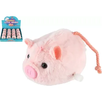 plyšák Teddies Prasátko na natažení na klíček plast/plyš 16ks v boxu 8 cm