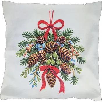 Povlak na dekorativní polštářek Vánoční povlak na polštář 40x40 na zip velur - Šišky
